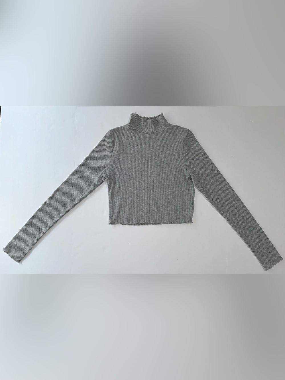Aerie Ribbed Mock Neck Long Sleeve Cropped Top